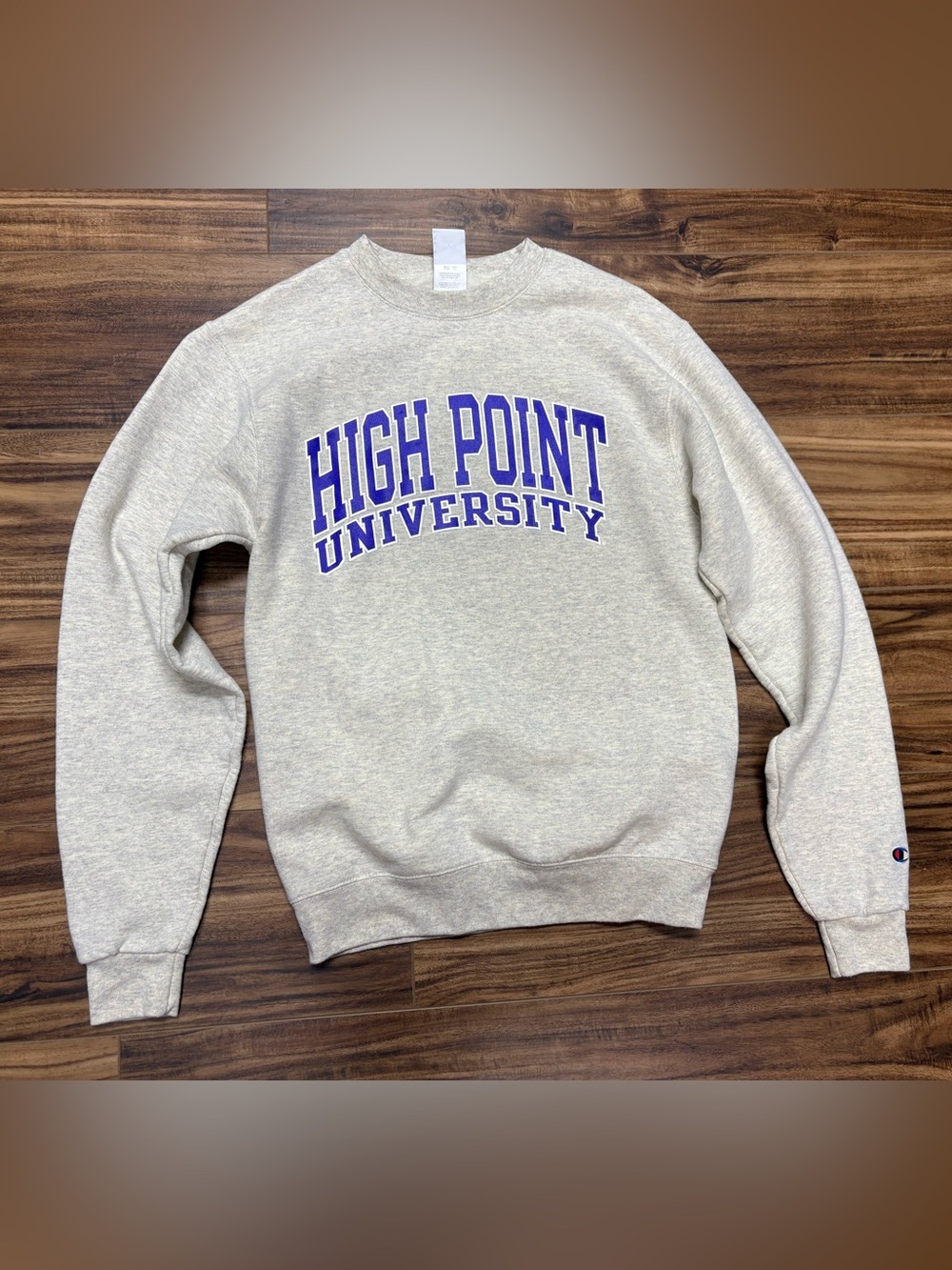 High Point University Champion Crewneck Sweatshirt, gray & purple, small